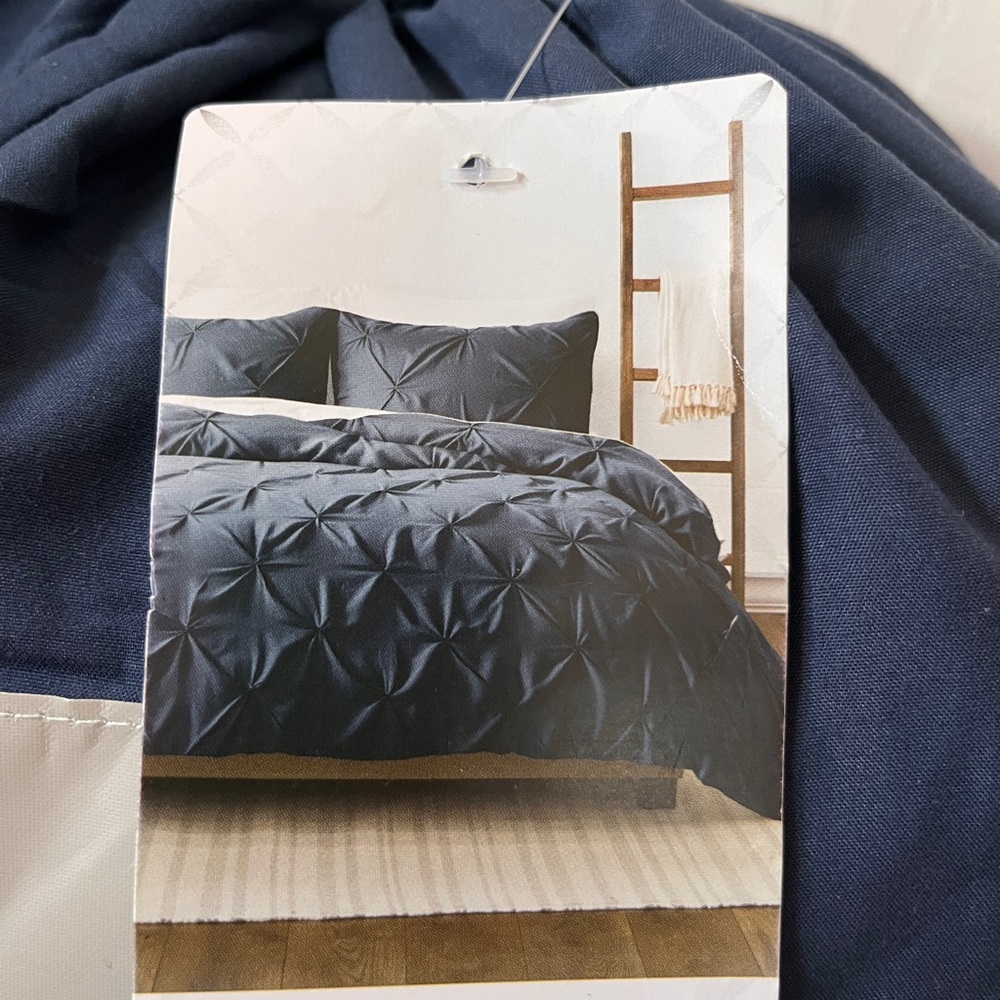 twin XL navy blue duvet cover bed sheet set